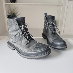 Sorel Madson Wingtip Waterproof Gray Leather Lace Up Boots 9.5